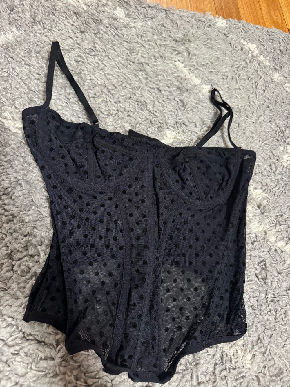 Urban Outfitters Black Polka Dot Sheer Bustier Slip NEVER WORN